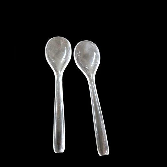 VINTAGE DIAMONDLINE ACRYLIC JAM JARS 2 COUNT WITH SERVING SPOONS 3IN PICNIC - Picture 4 of 13